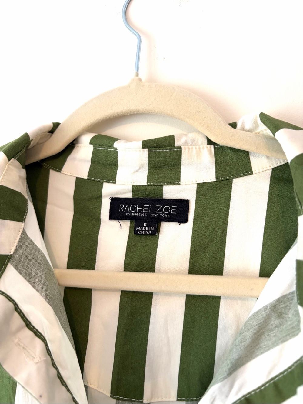 Rachel Zoe Green & White Striped Midi Dress - Casual Shirt Style - Picture 5 of 6